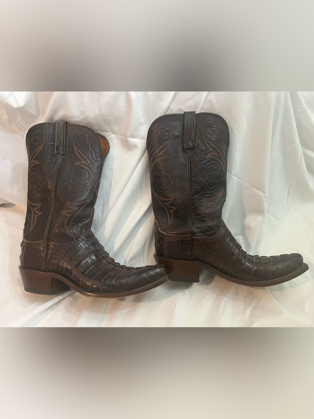 Lucchese Ultra Belly Caiman and Leather Women's 9.5 Western Cowboy Boots - Picture 2 of 13